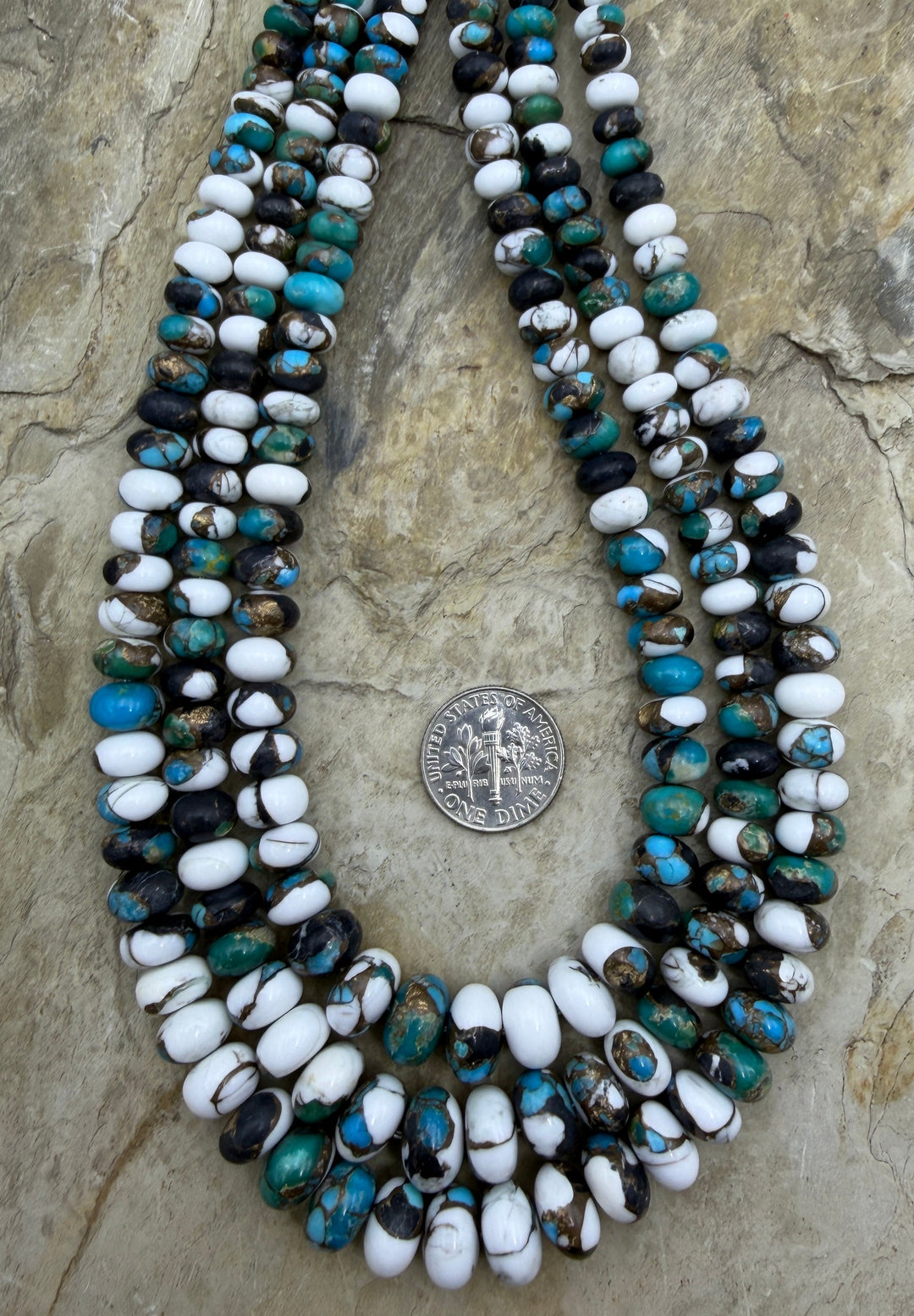 Kingman Turquoise and White Buffalo with Bronze Composite