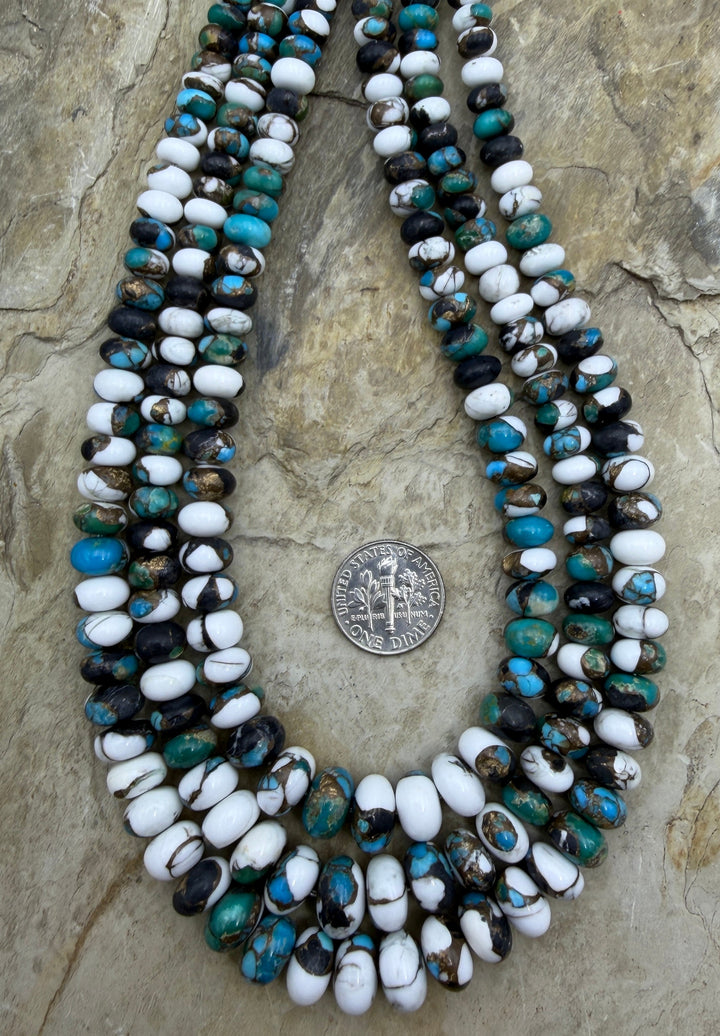 Kingman Turquoise and White Buffalo with Bronze Composite