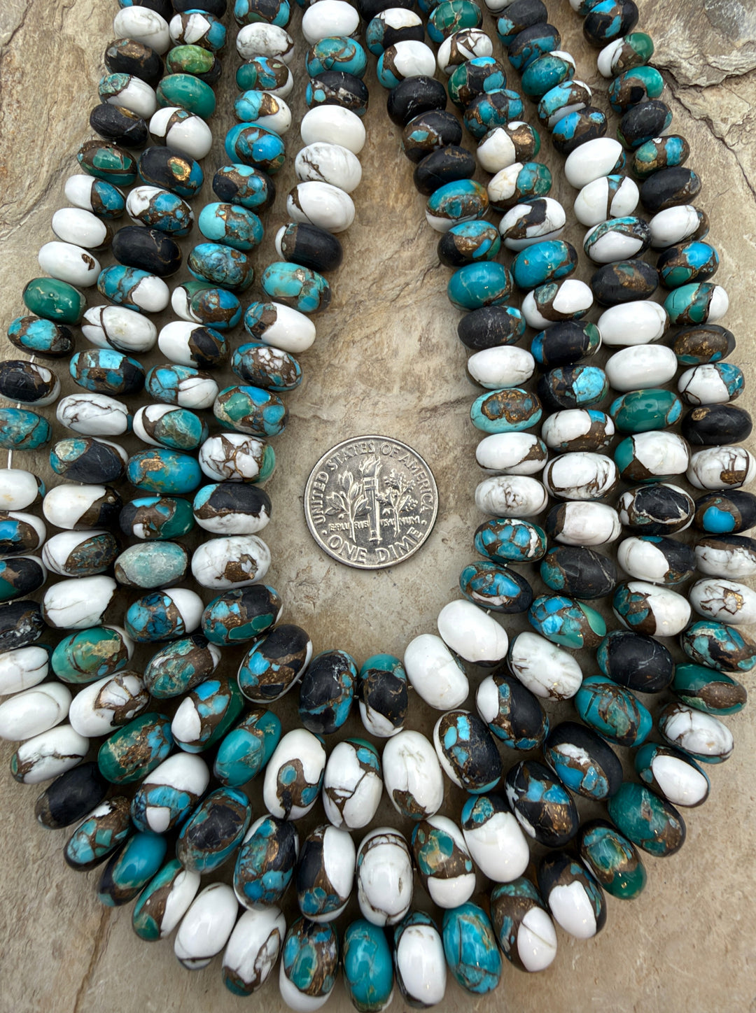 Kingman Turquoise and White Buffalo with Bronze Composite