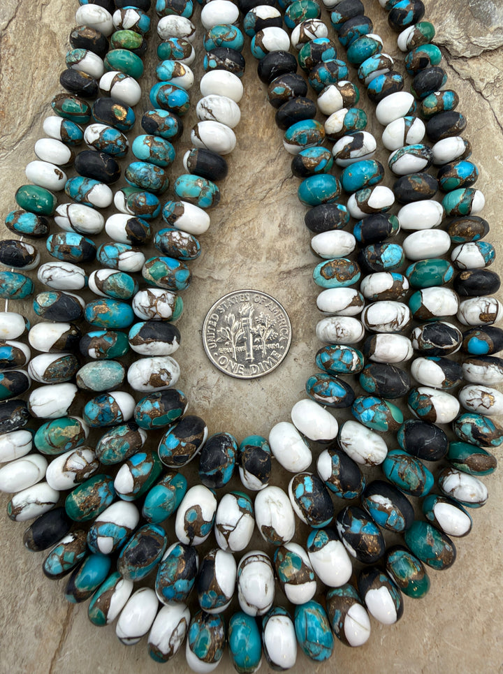 Kingman Turquoise and White Buffalo with Bronze Composite