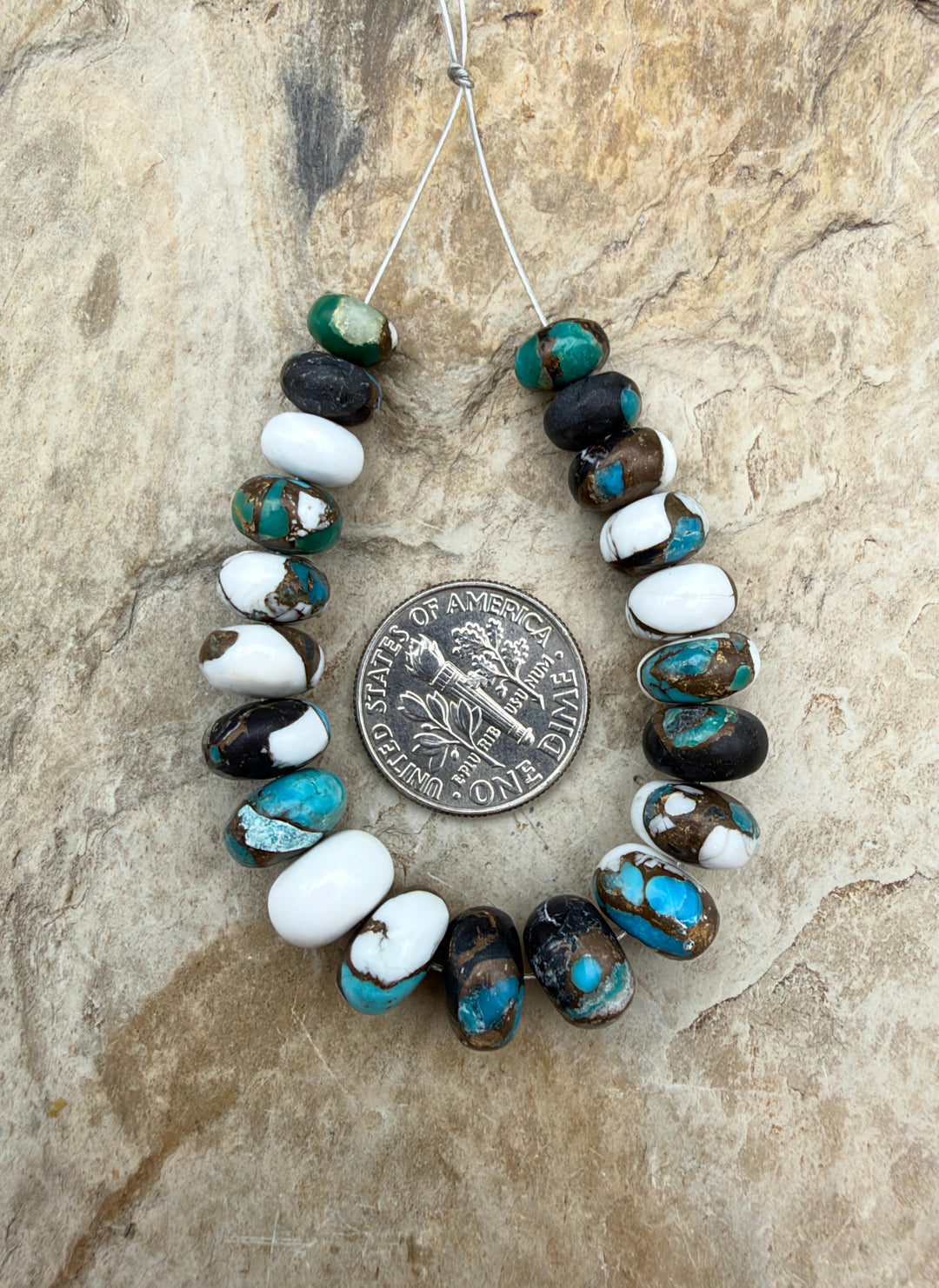 Kingman Turquoise and White Buffalo with Bronze Composite