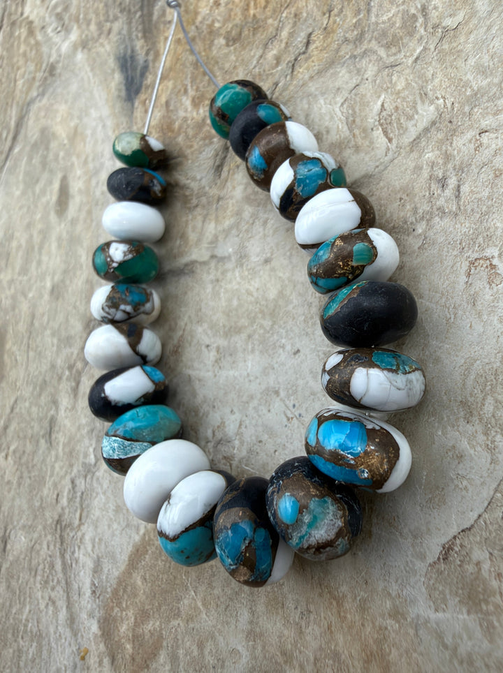 Kingman Turquoise and White Buffalo with Bronze Composite
