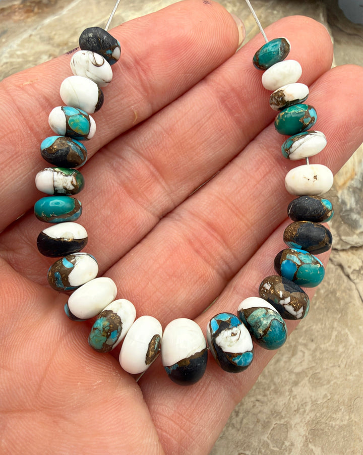 Kingman Turquoise and White Buffalo with Bronze Composite