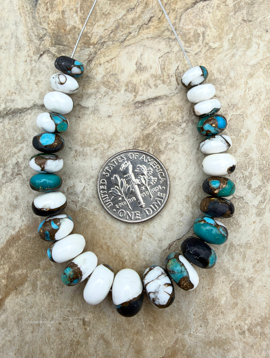Kingman Turquoise and White Buffalo with Bronze Composite
