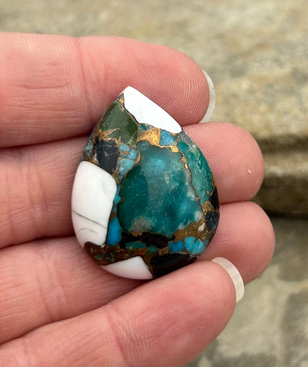 Kingman Turquoise and White Buffalo with Bronze Composite