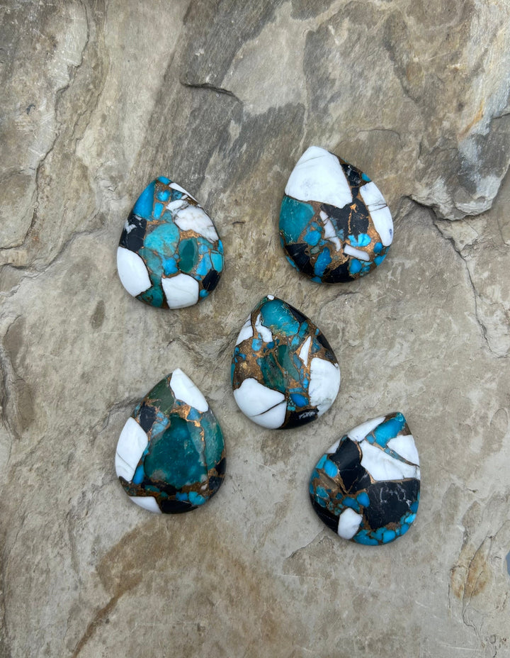 Kingman Turquoise and White Buffalo with Bronze Composite