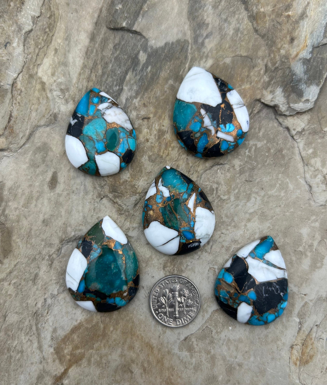 Kingman Turquoise and White Buffalo with Bronze Composite