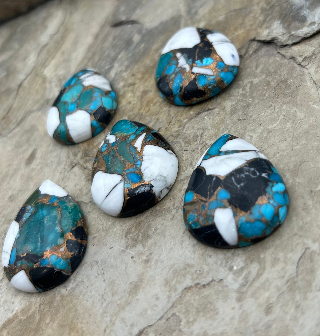 Kingman Turquoise and White Buffalo with Bronze Composite