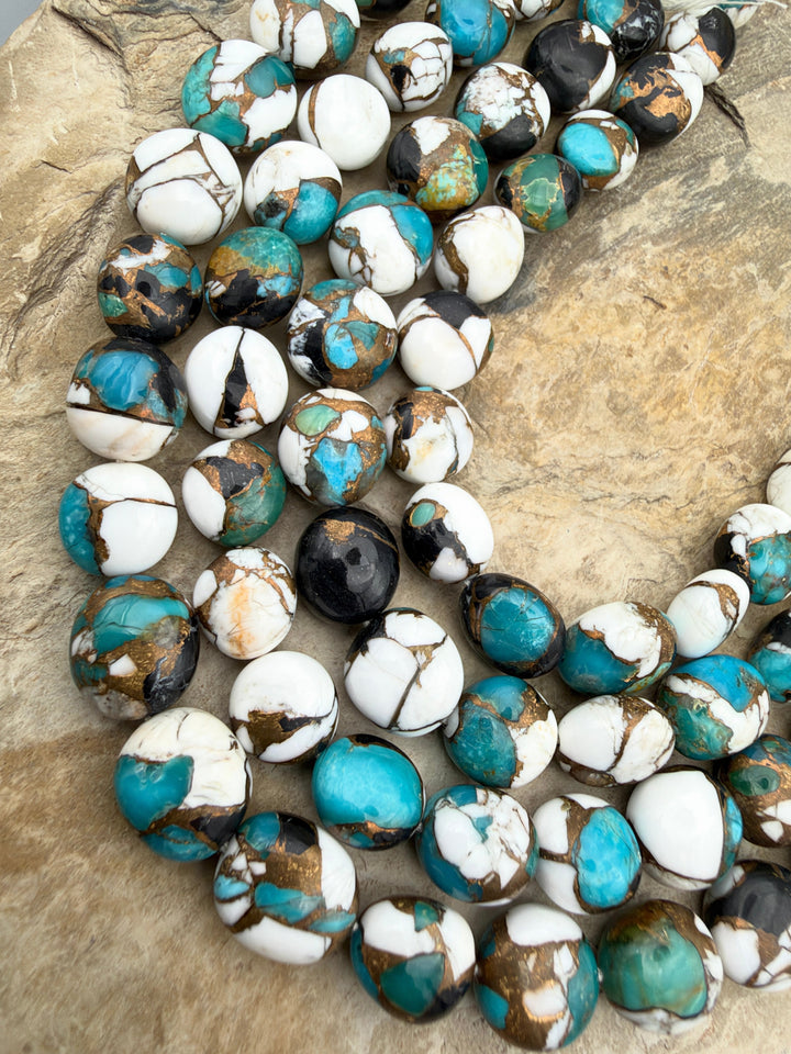 Kingman Turquoise and White Buffalo with Bronze Composite