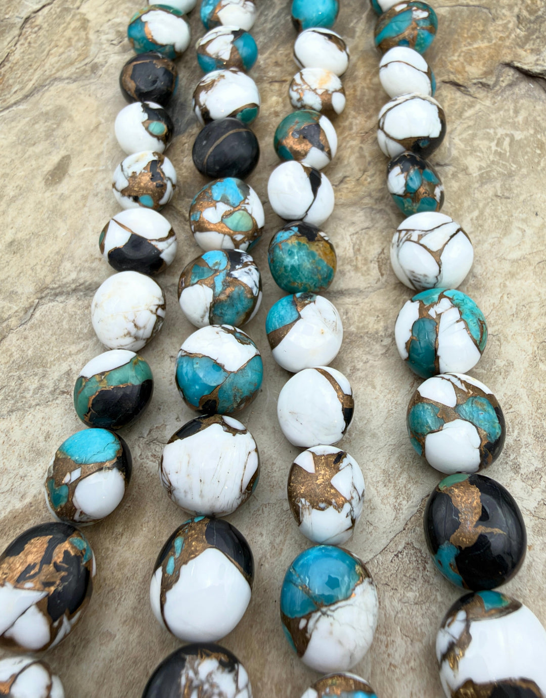 Kingman Turquoise and White Buffalo with Bronze Composite