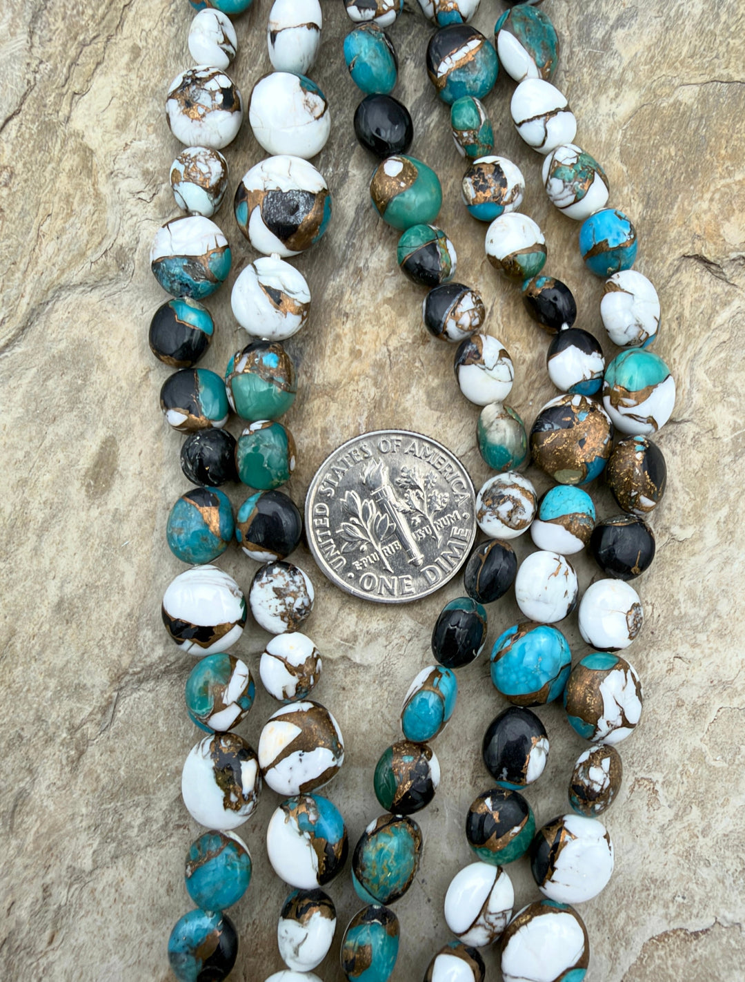 Kingman Turquoise and White Buffalo with Bronze Composite