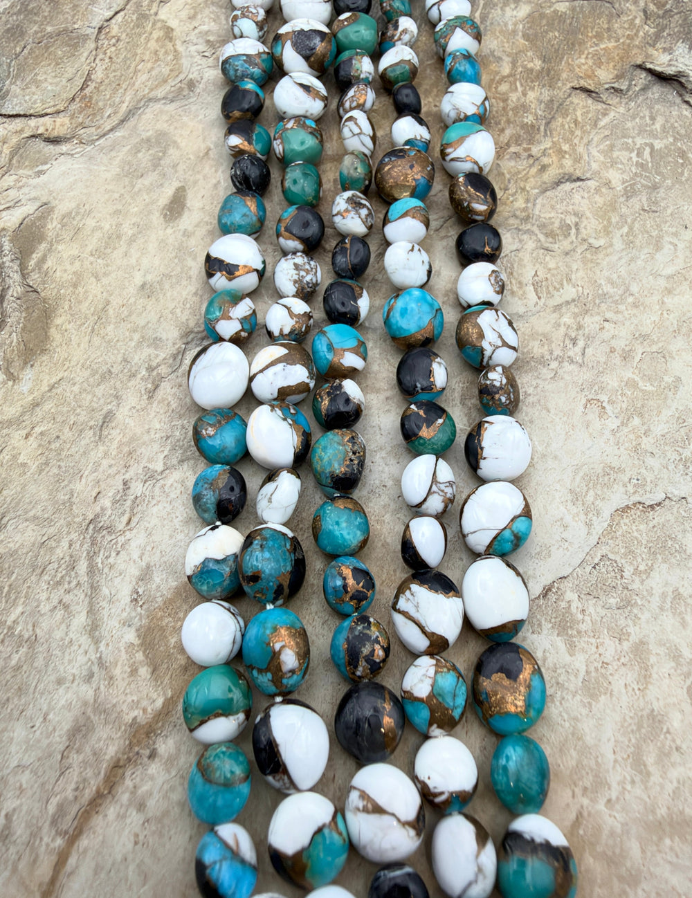 Kingman Turquoise and White Buffalo with Bronze Composite