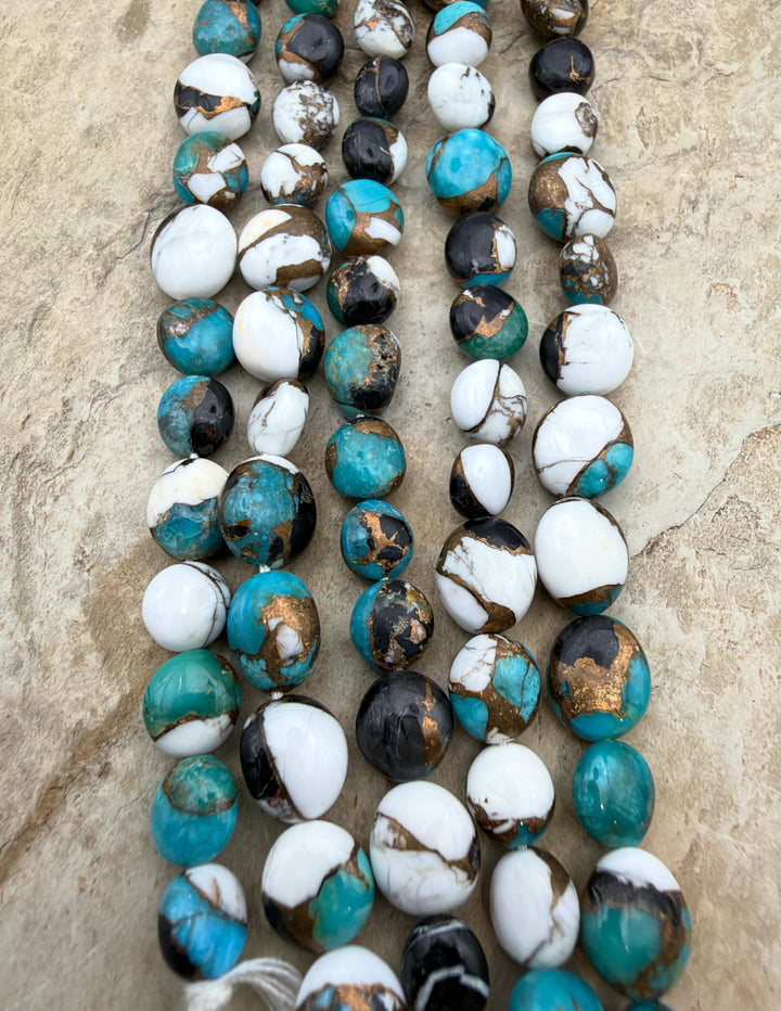 Kingman Turquoise and White Buffalo with Bronze Composite