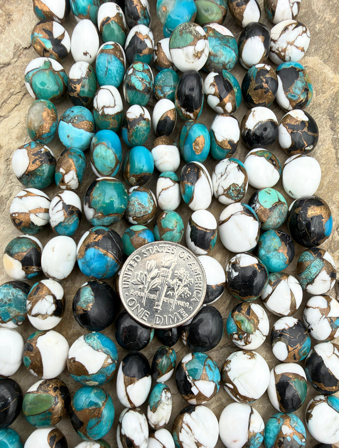 Kingman Turquoise and White Buffalo with Bronze Composite