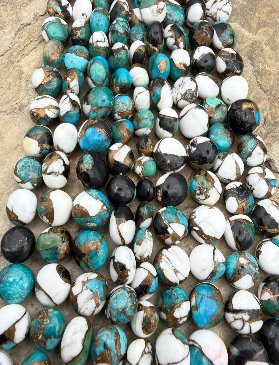 Kingman Turquoise and White Buffalo with Bronze Composite