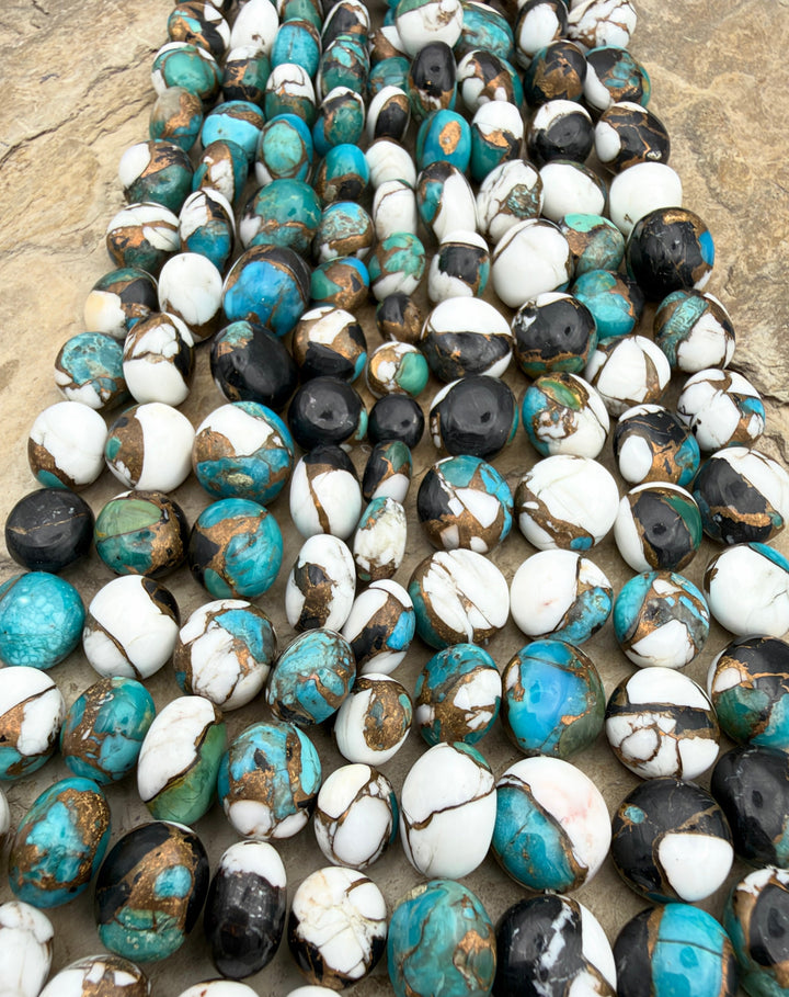 Kingman Turquoise and White Buffalo with Bronze Composite