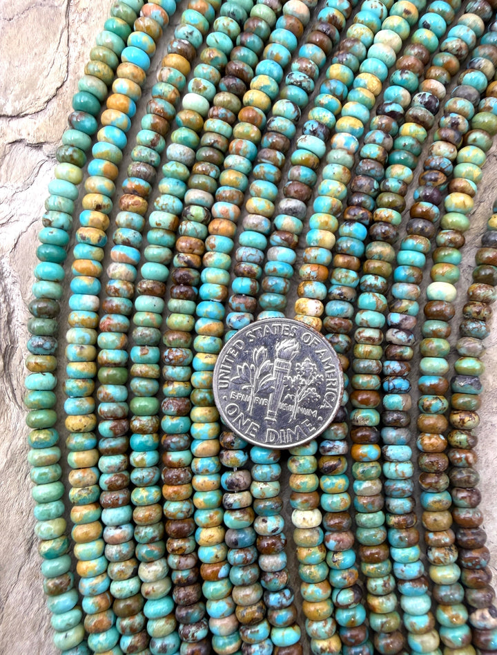 Kingman Turquoise (Arizona) 4mm Rondelle Beads 8 Inch