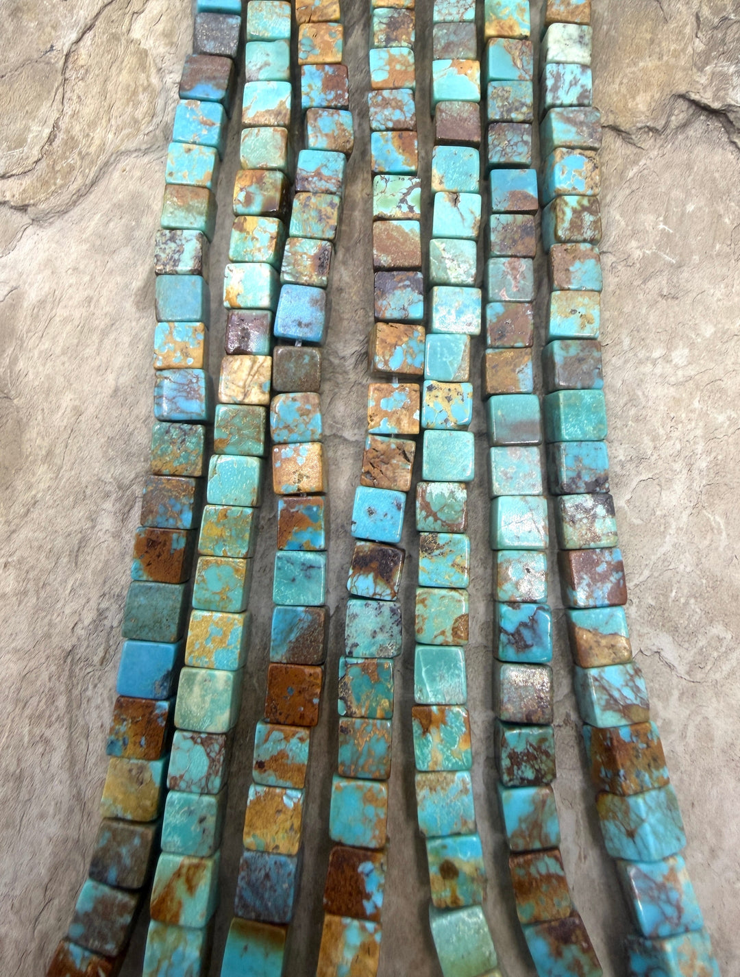 Kingman Turquoise (Arizona) 6mm Cube Beads 8 Inch Strand