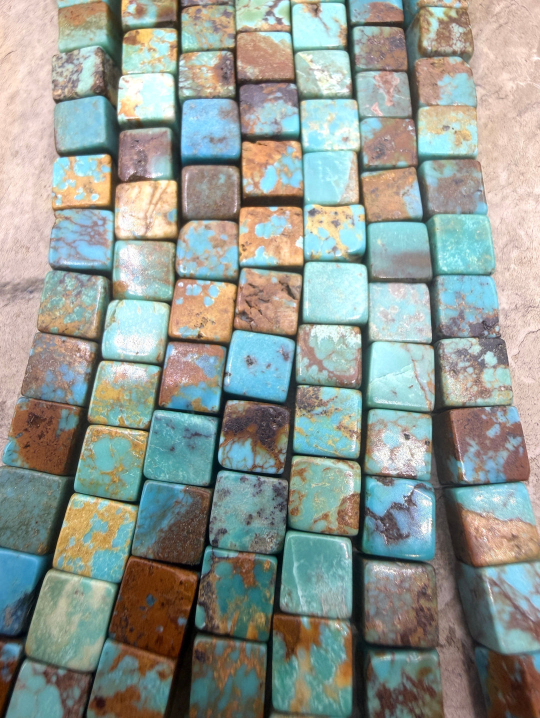 Kingman Turquoise (Arizona) 6mm Cube Beads 8 Inch Strand