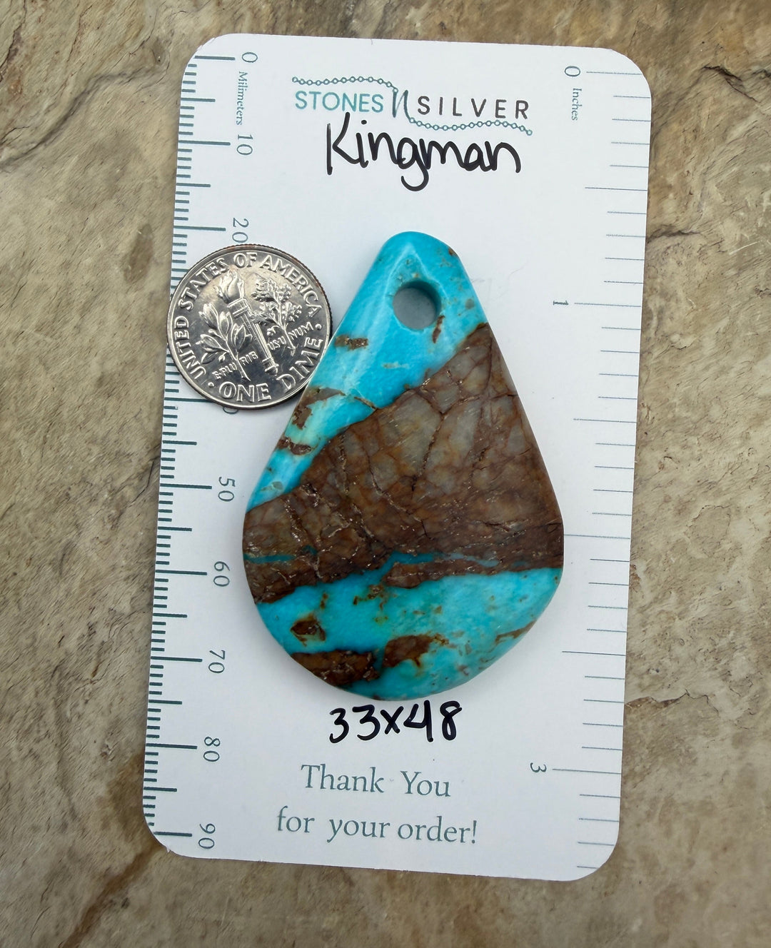 Kingman Turquoise (Arizona) BIG Large Hole Focal Pendant