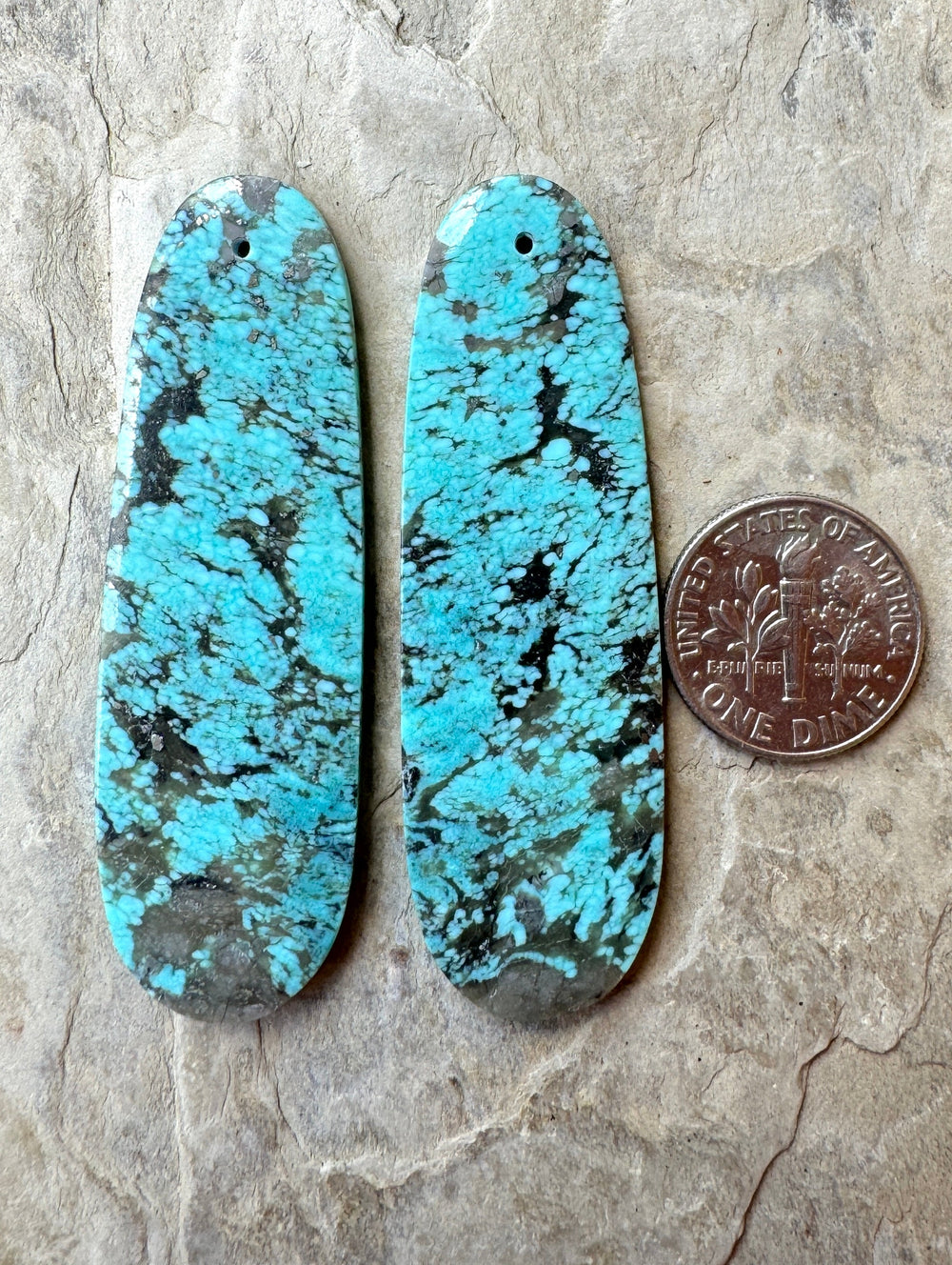 Kingman Turquoise (Arizona) BIG Matching Earring Slab Bead