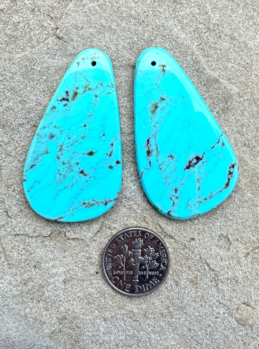 Kingman Turquoise (Arizona) BIG Matching Earring Slab Bead