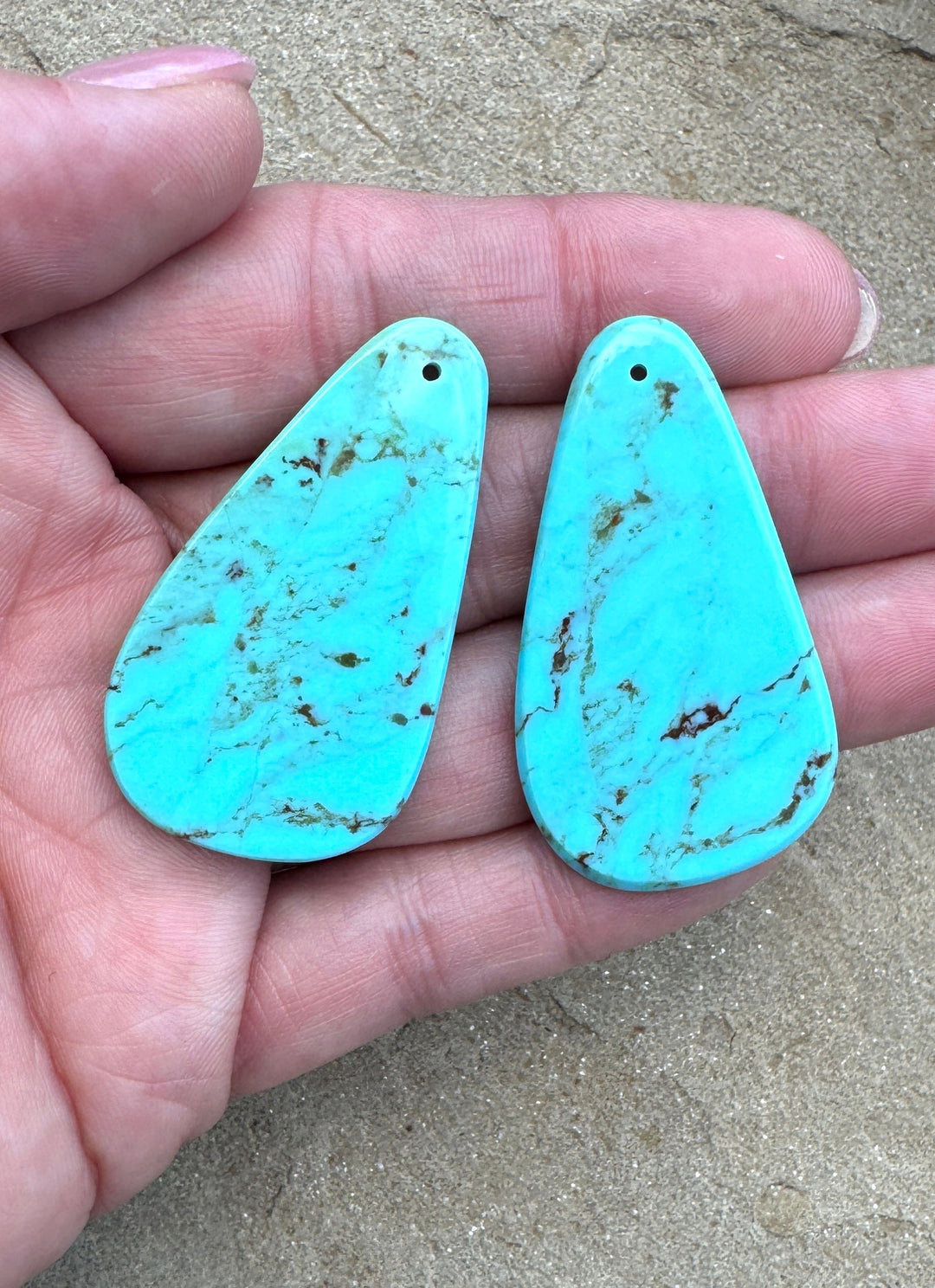 Kingman Turquoise (Arizona) BIG Matching Earring Slab Bead