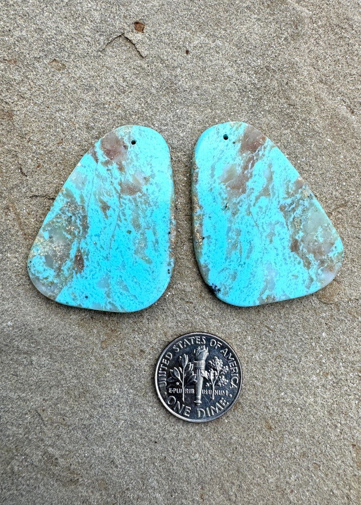 Kingman Turquoise (Arizona) BIG Matching Earring Slab Bead