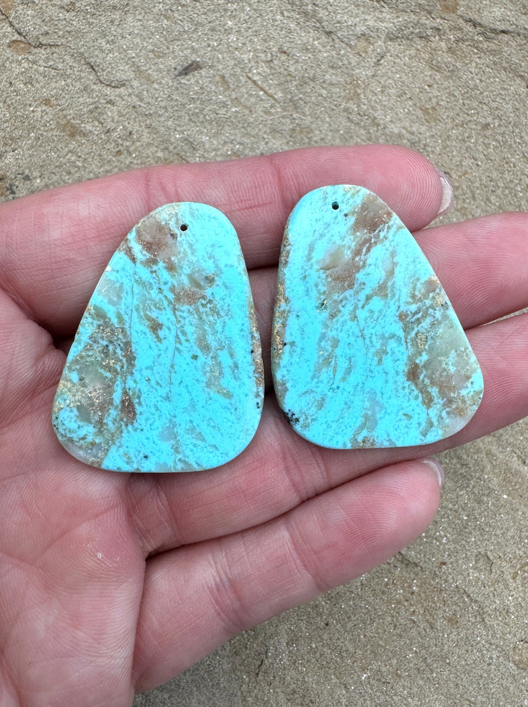 Kingman Turquoise (Arizona) BIG Matching Earring Slab Bead