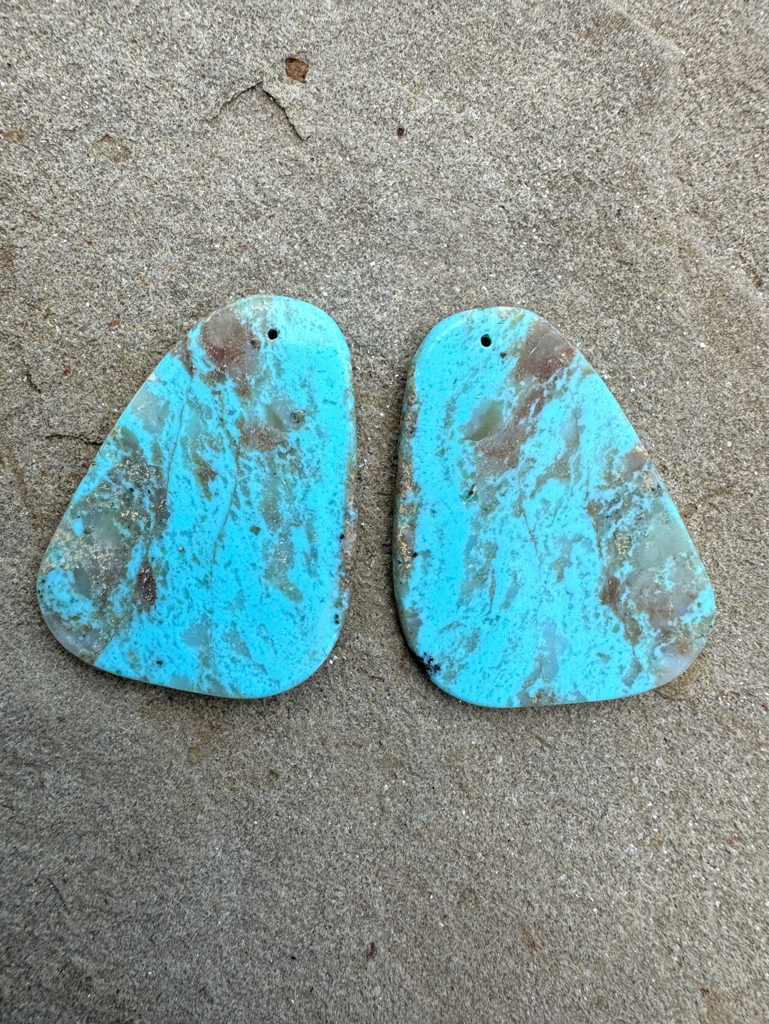 Kingman Turquoise (Arizona) BIG Matching Earring Slab Bead