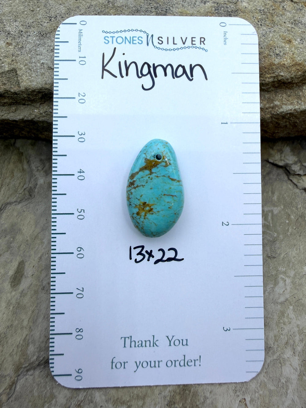 Kingman Turquoise (Arizona) Focal Pendant Bead 13x22mm