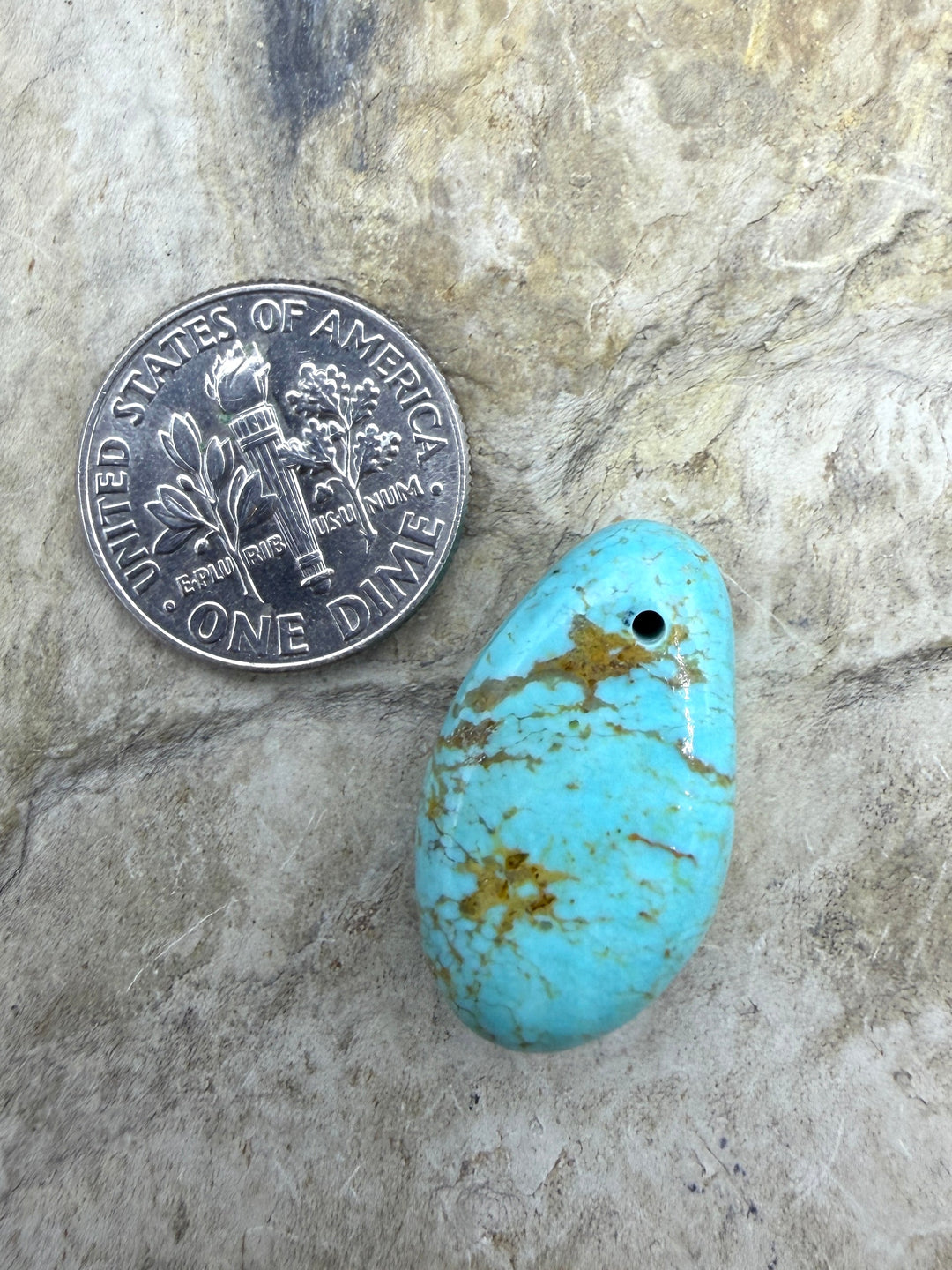 Kingman Turquoise (Arizona) Focal Pendant Bead 13x22mm