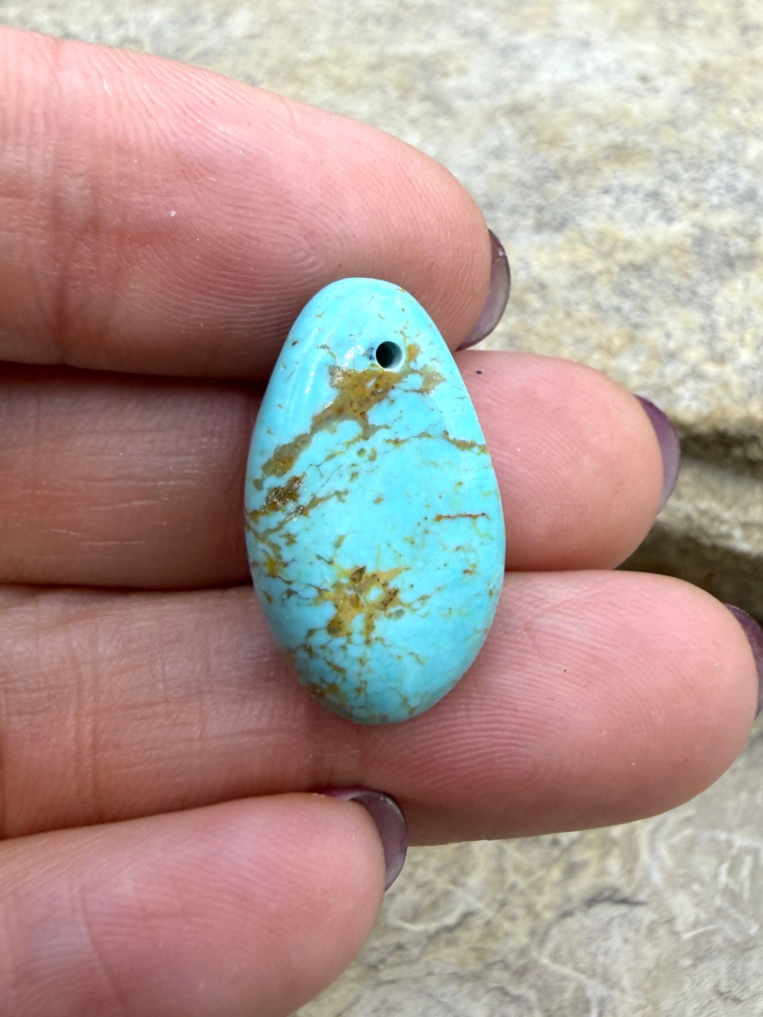 Kingman Turquoise (Arizona) Focal Pendant Bead 13x22mm