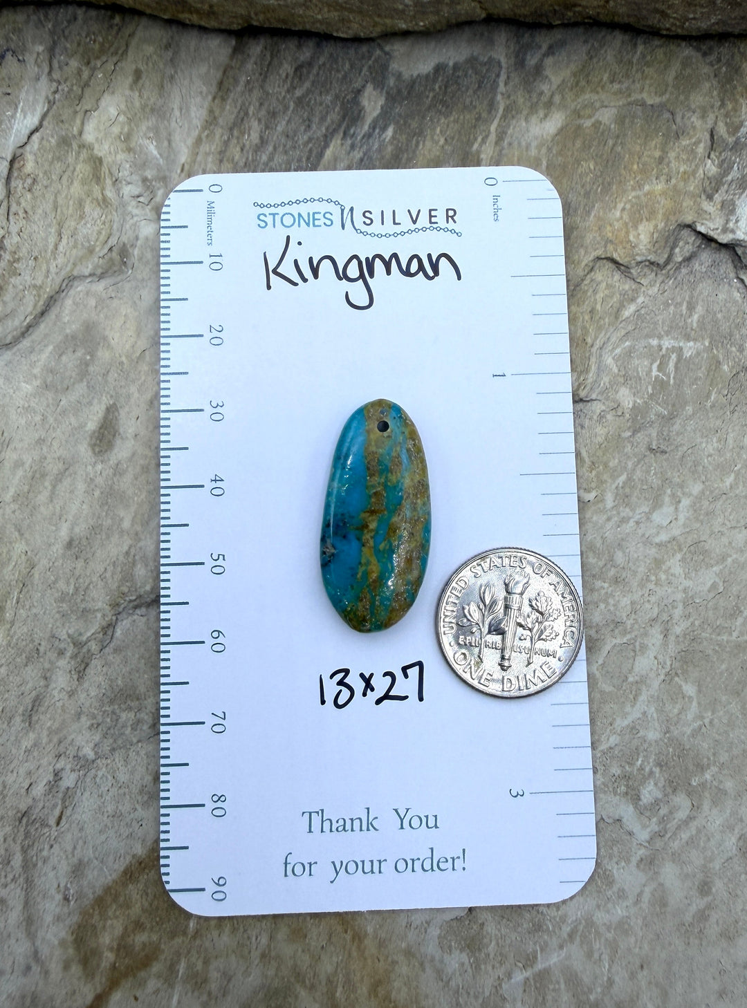 Kingman Turquoise (Arizona) Focal Pendant Bead 13x27mm
