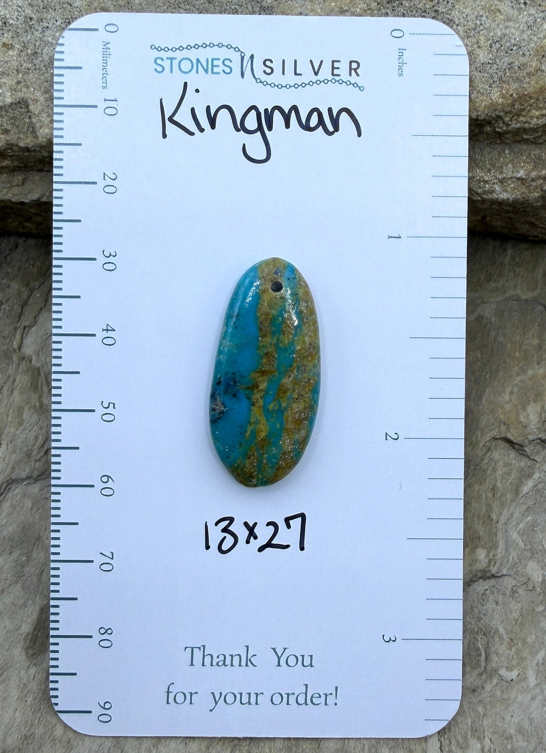 Kingman Turquoise (Arizona) Focal Pendant Bead 13x27mm