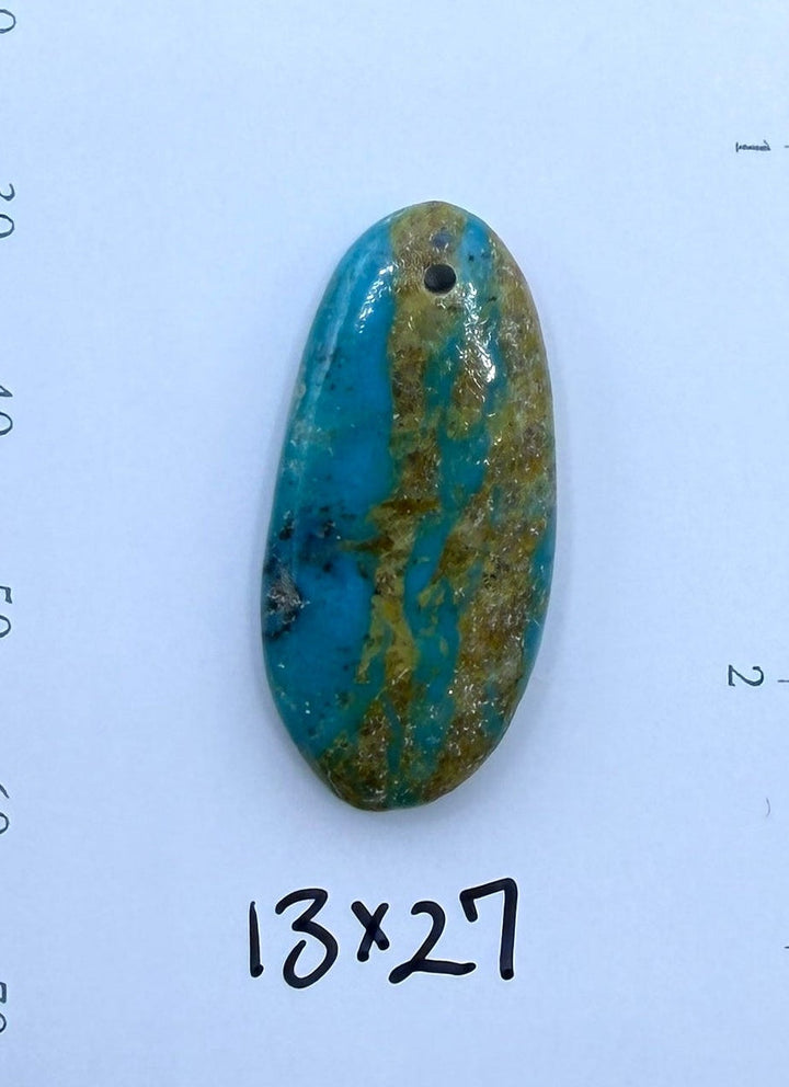 Kingman Turquoise (Arizona) Focal Pendant Bead 13x27mm