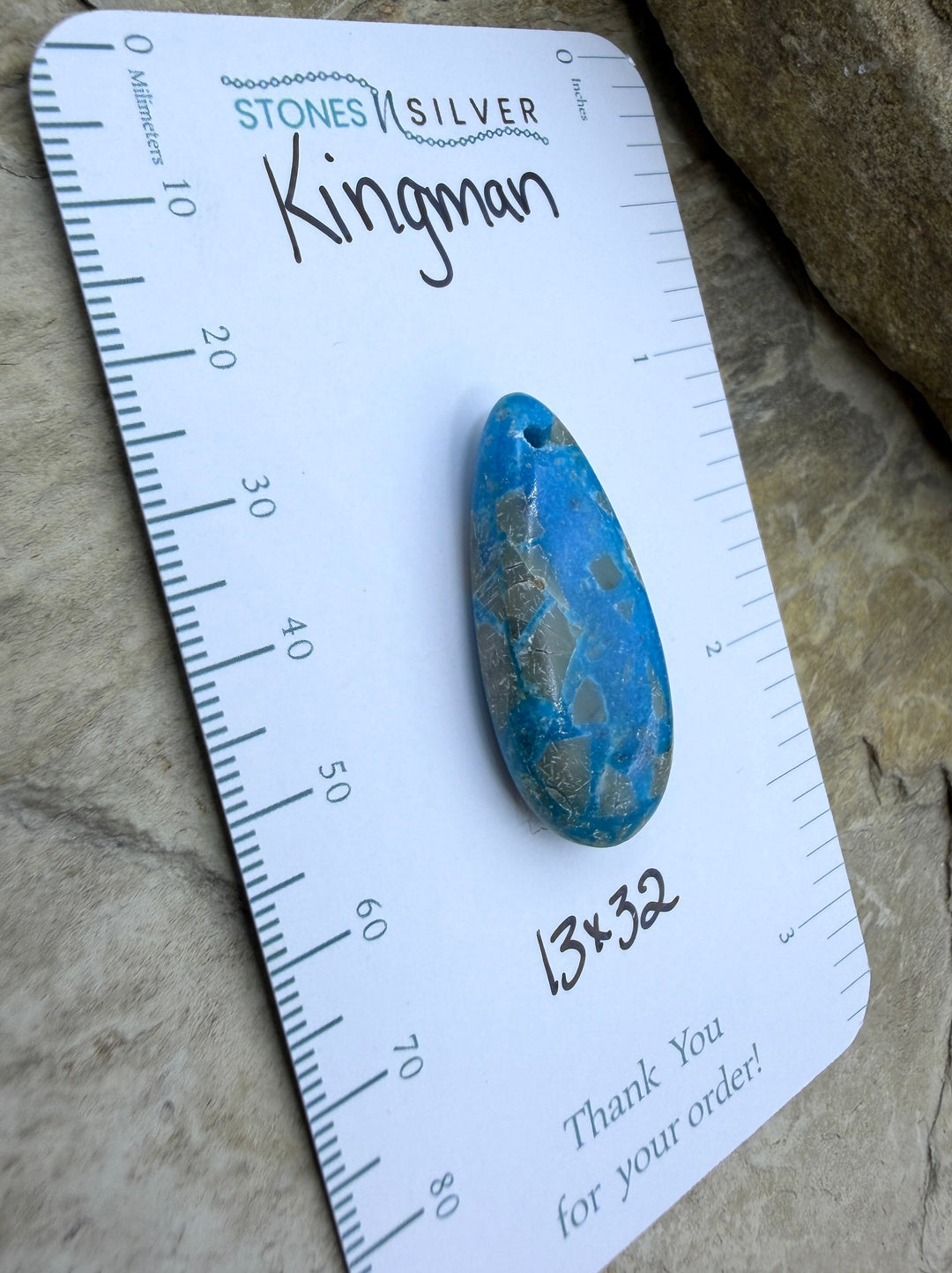 Kingman Turquoise (Arizona) Focal Pendant Bead 13x32mm