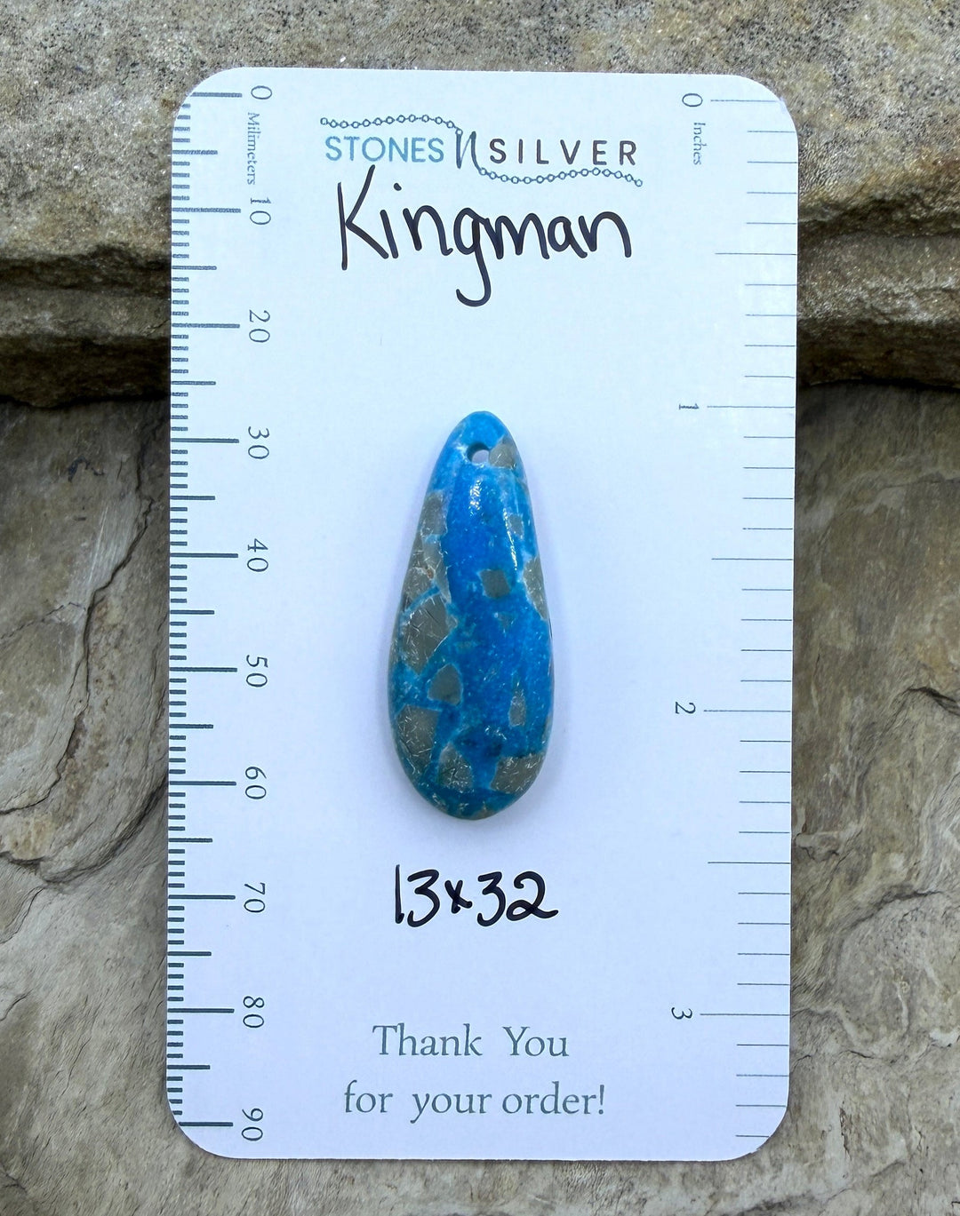 Kingman Turquoise (Arizona) Focal Pendant Bead, 13x32mm 