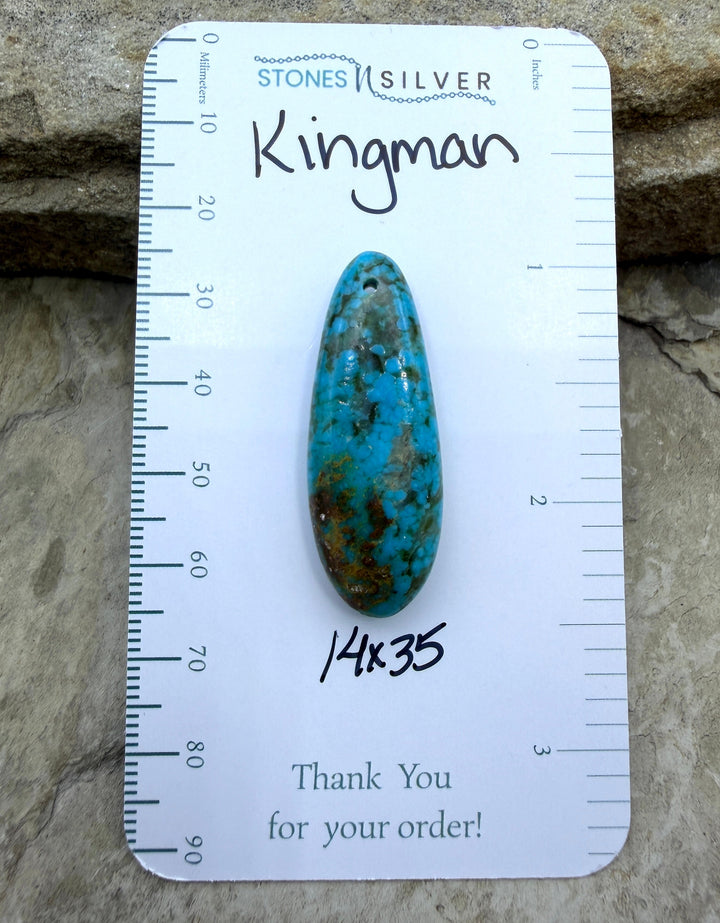 Kingman Turquoise (Arizona) Focal Pendant Bead 14x35mm