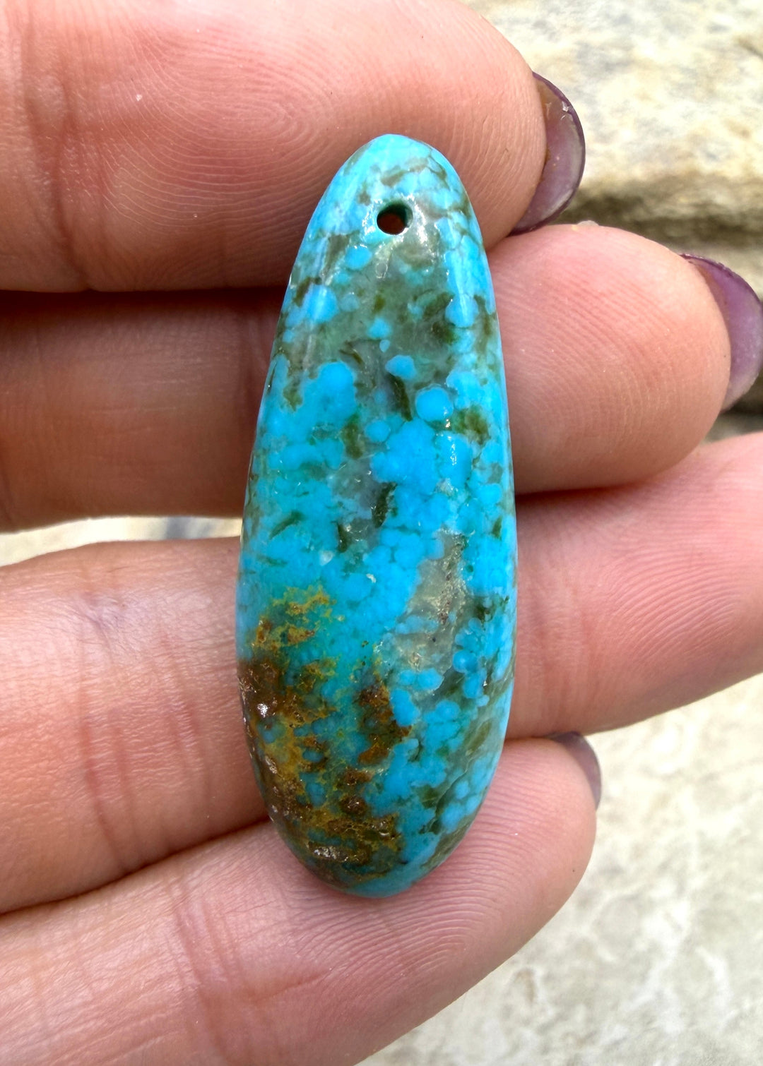 Kingman Turquoise (Arizona) Focal Pendant Bead 14x35mm