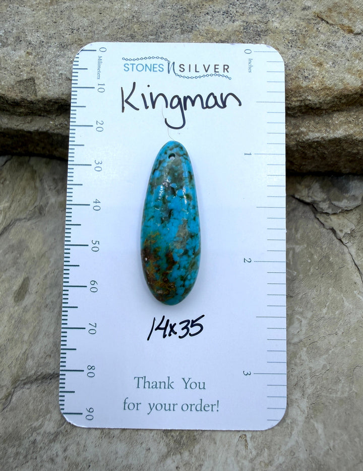Kingman Turquoise (Arizona) Focal Pendant Bead 14x35mm