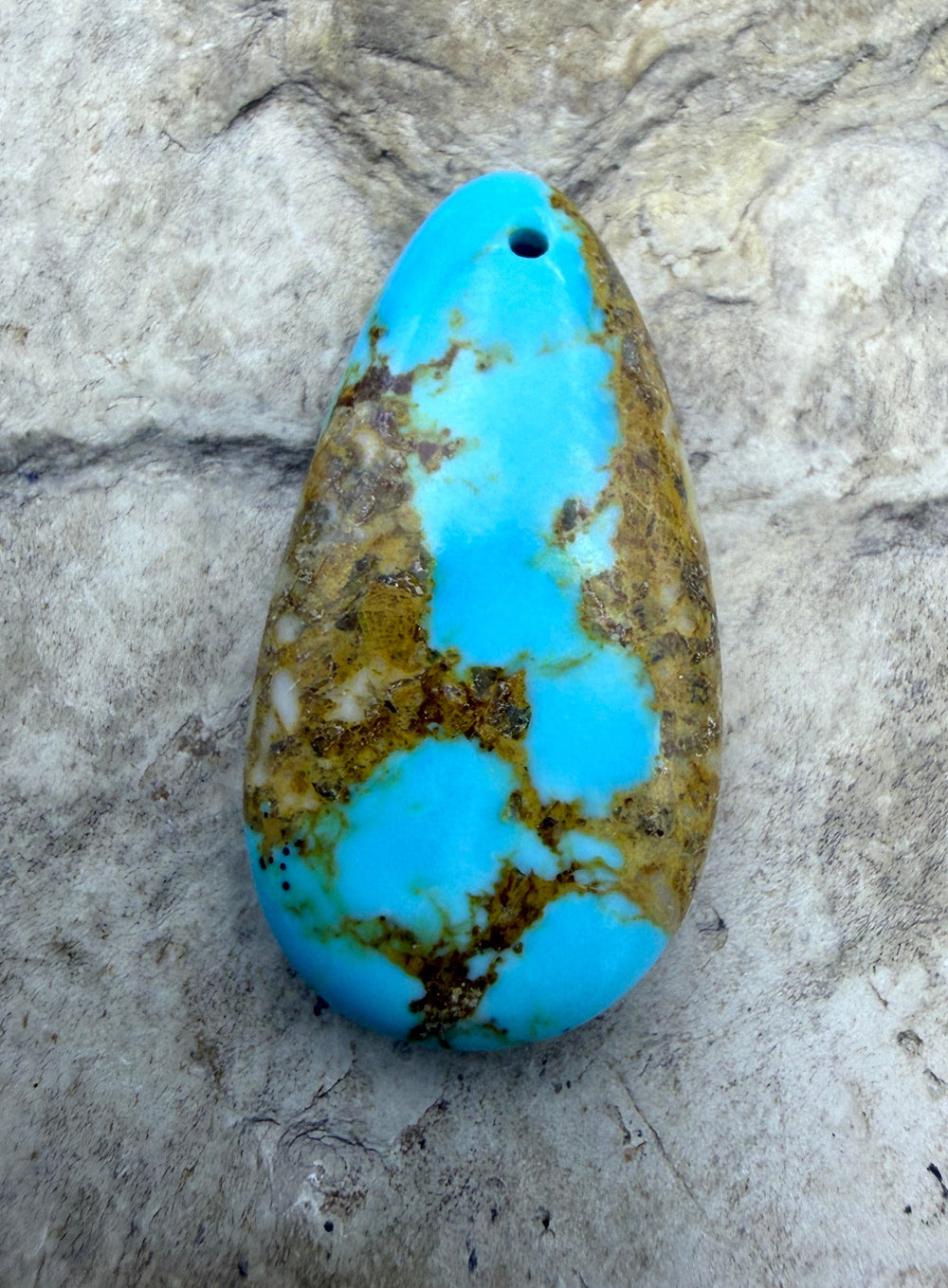 Kingman Turquoise (Arizona) Focal Pendant Bead 15x28mm