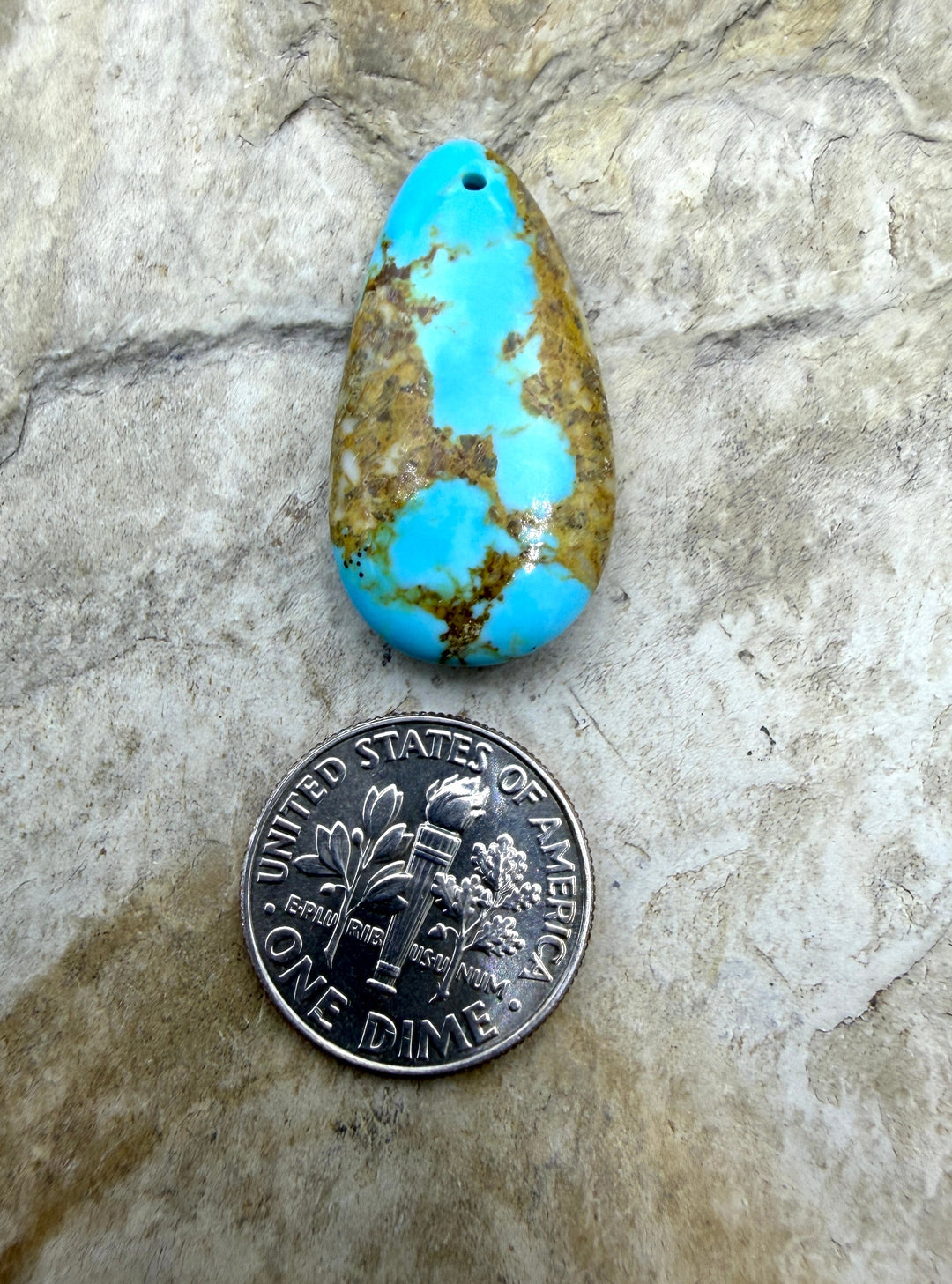 Kingman Turquoise (Arizona) Focal Pendant Bead 15x28mm