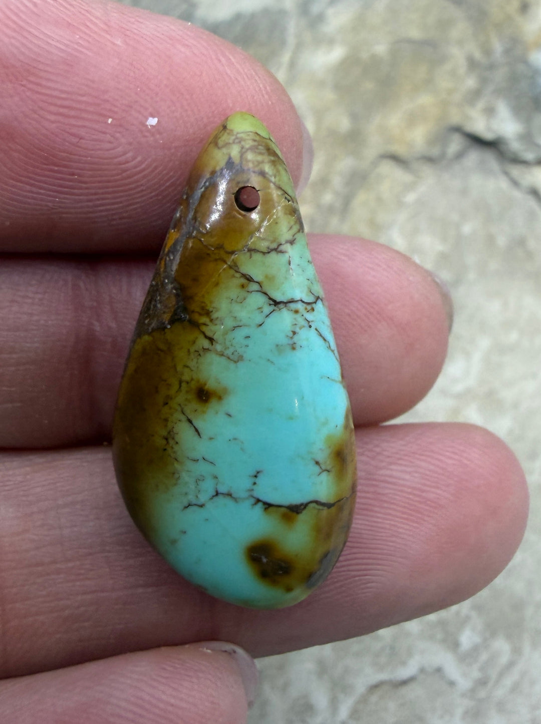 Kingman Turquoise (Arizona) Focal Pendant Bead 15x29x9mm