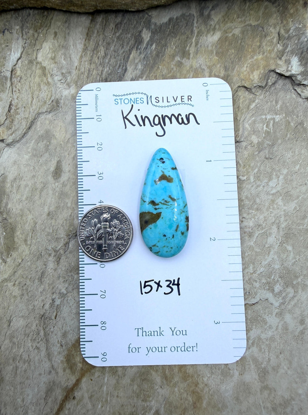Kingman Turquoise (Arizona) Focal Pendant Bead 15x34mm