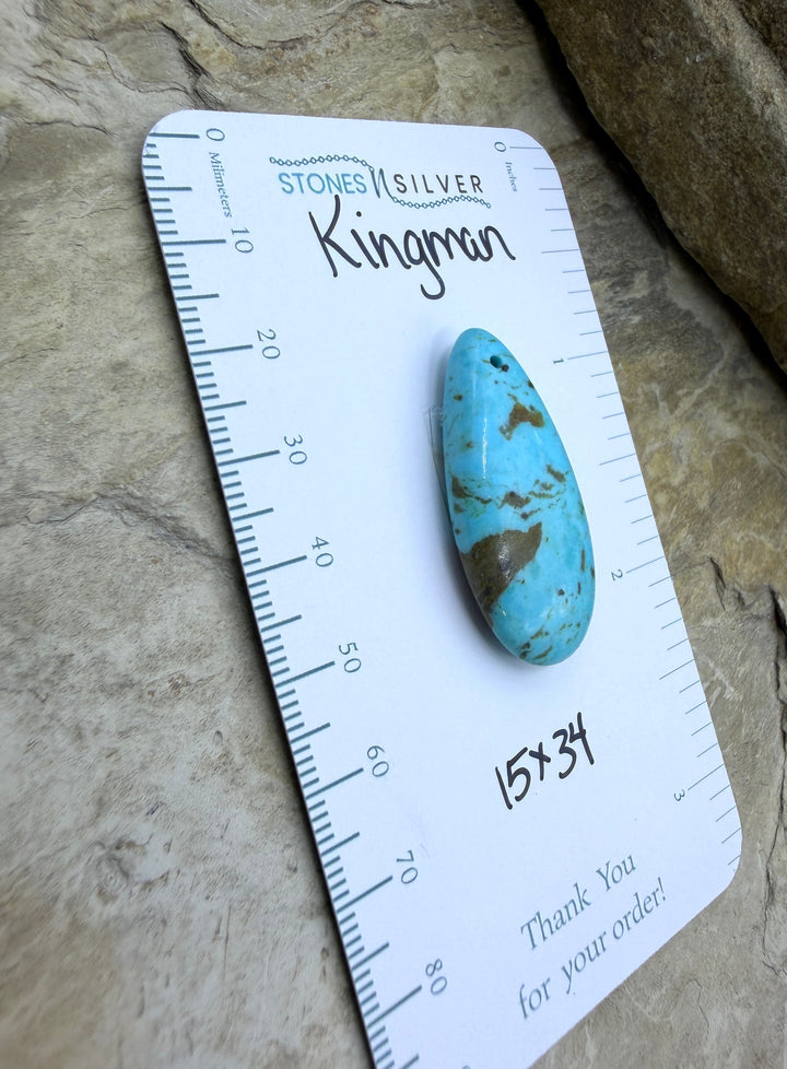 Kingman Turquoise (Arizona) Focal Pendant Bead 15x34mm