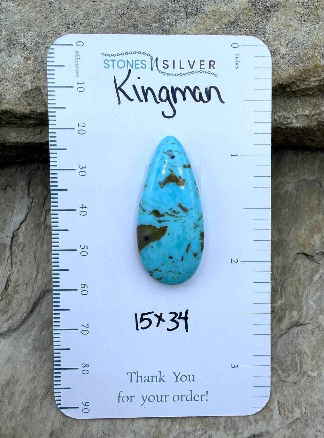 Kingman Turquoise (Arizona) Focal Pendant Bead, 15x34mm