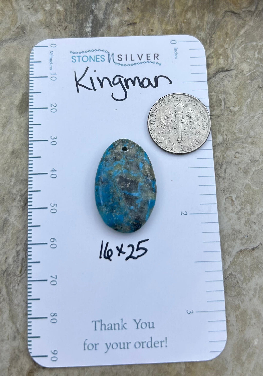 Kingman Turquoise (Arizona) Focal Pendant Bead 16x25mm