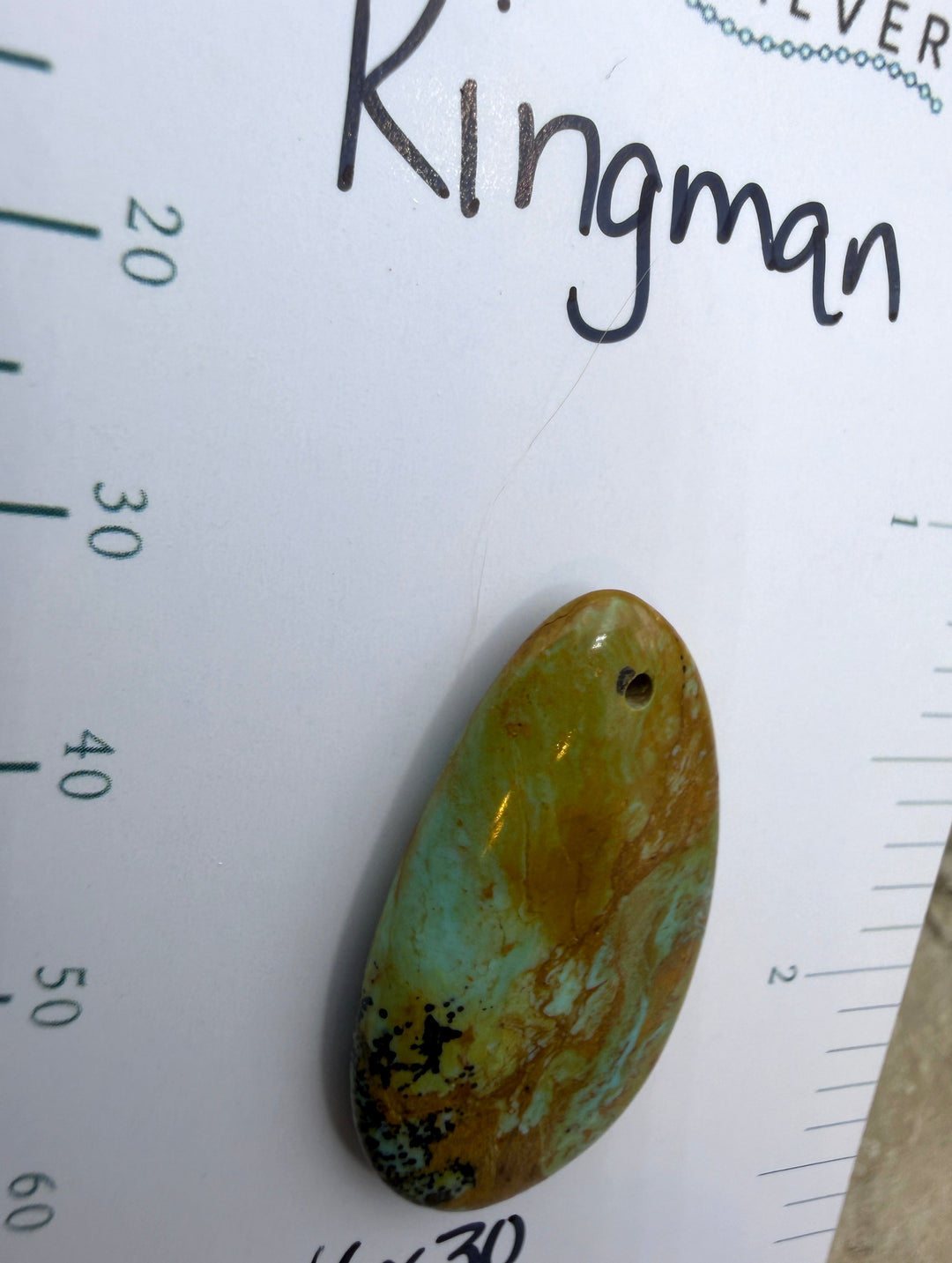 Kingman Turquoise (Arizona) Focal Pendant Bead 16x30mm