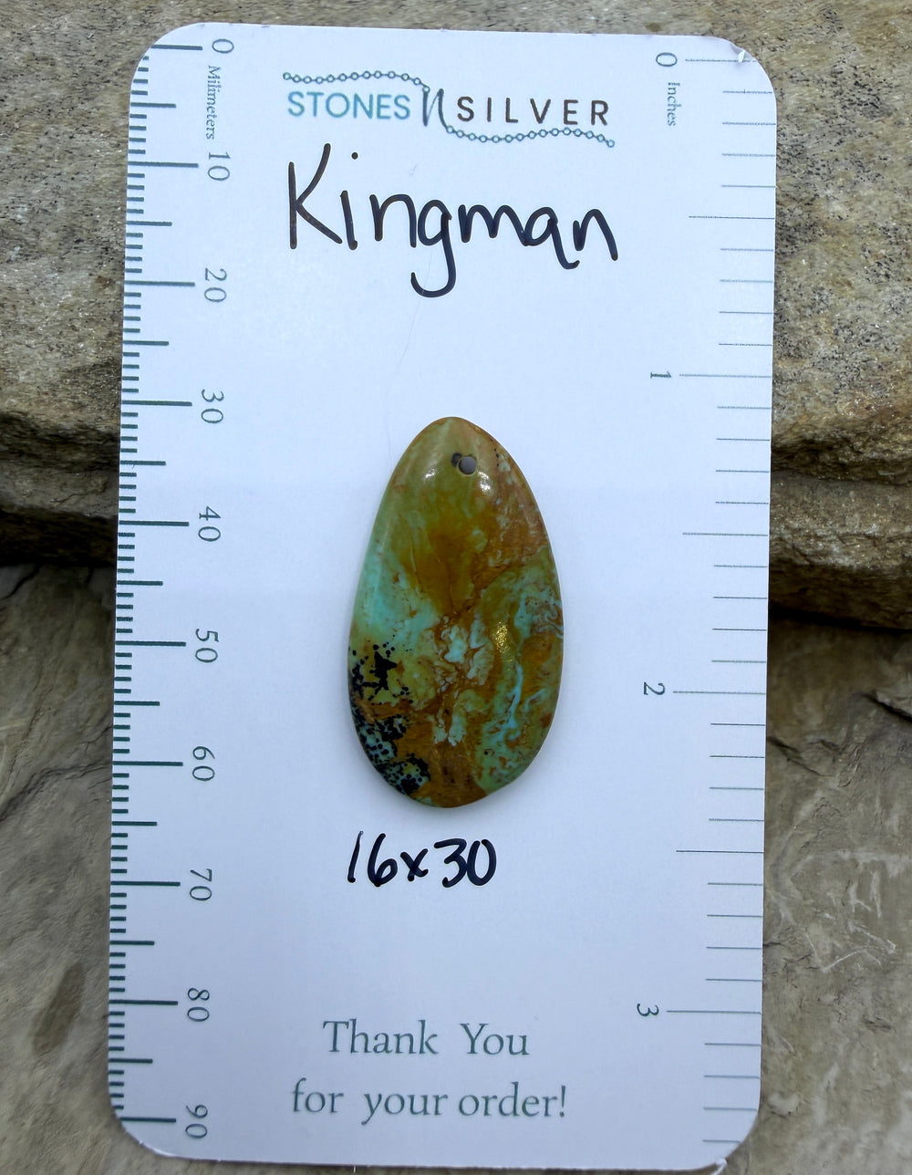 Kingman Turquoise (Arizona) Focal Pendant Bead 16x30mm